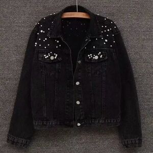 Black Sequin Embellished Jean Jacket